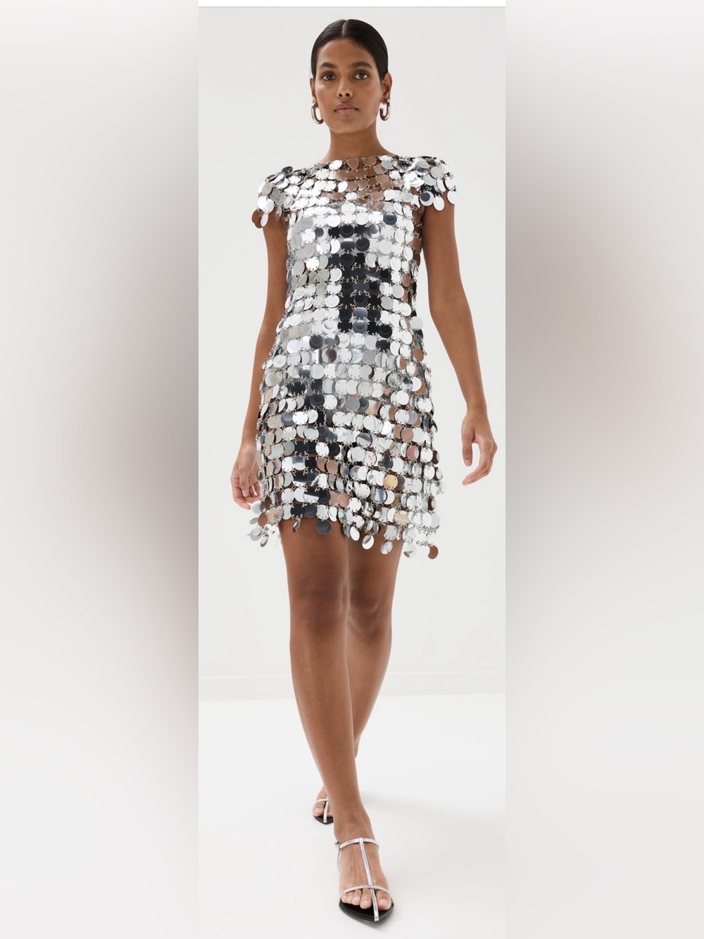 NWT - Paco Rabanne ICONIC SILVER SPARKLE DISC DRESS -